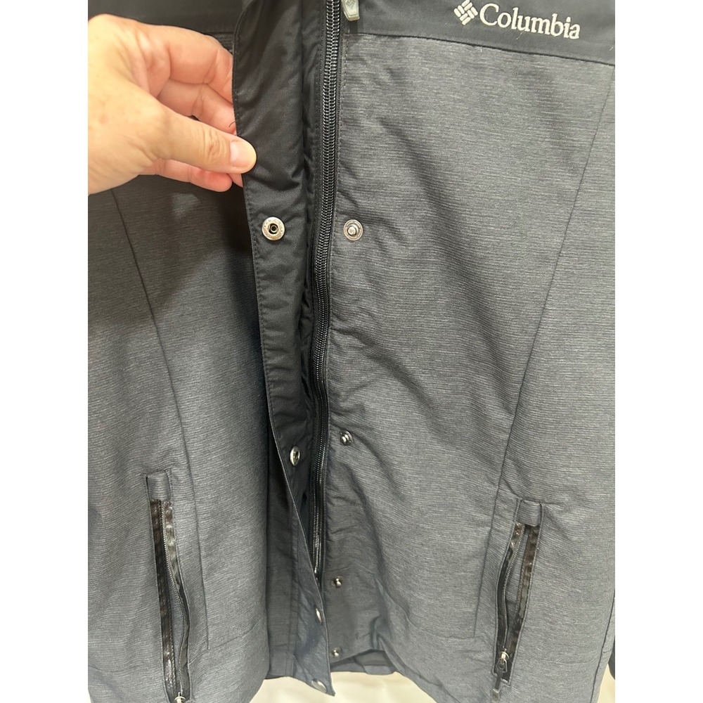 Columbia Jacket Womens S Black Charcoal Omni-Heat Tech Hooded Rain Hikebound II - Picture 2 of 12